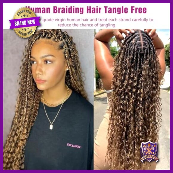 18 Inch Deep Wave Human Hair Extensions for Boho Braids 100g